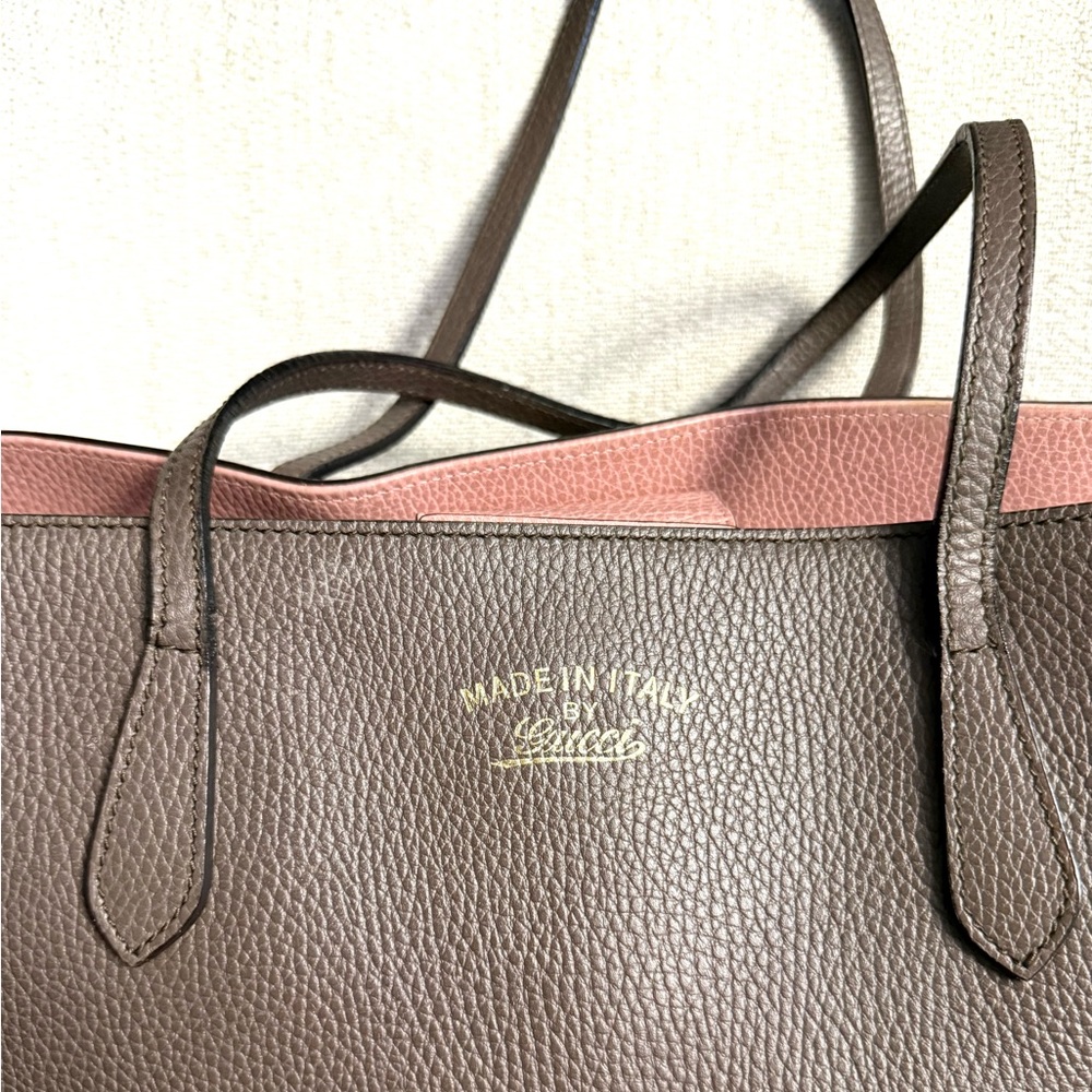 Gucci Authentic Large size Swing tote bag grey and pink leather - Picture 4 of 16